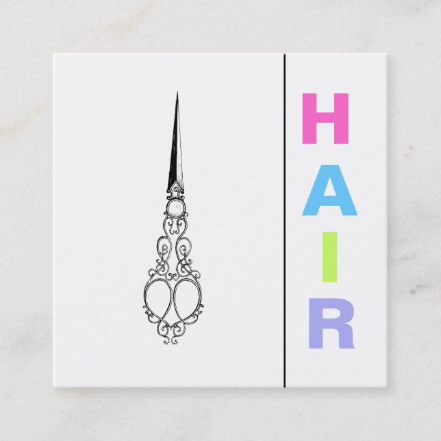 *~* mutige HAAR Pastell-Schere-einfaches minimales Quadratische Visitenkarte (Vorderseite)