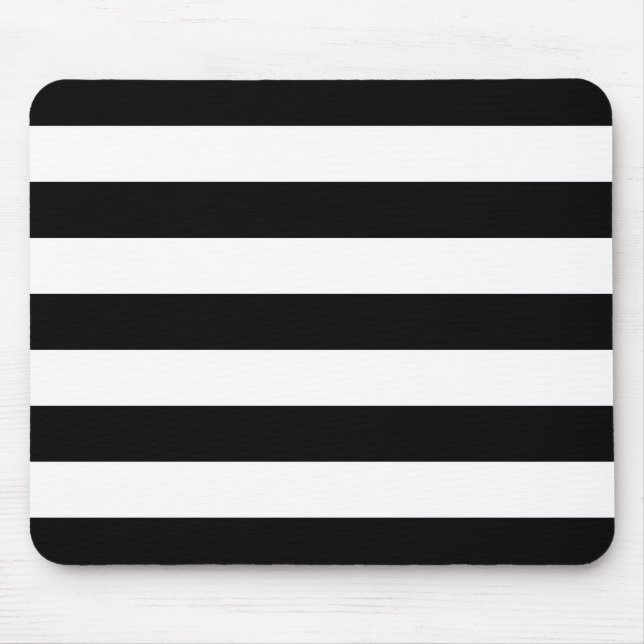 Mutige horizontale Schwarzweiss-Streifen Mousepad (Vorne)