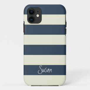 Mutige Marine-nautischstreifen mit Namen - iPhone Case-Mate iPhone Hülle
