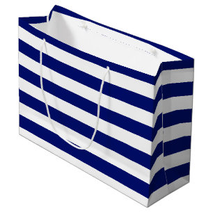 Mutige Marine und weiße horizontale Streifen Große Geschenktüte