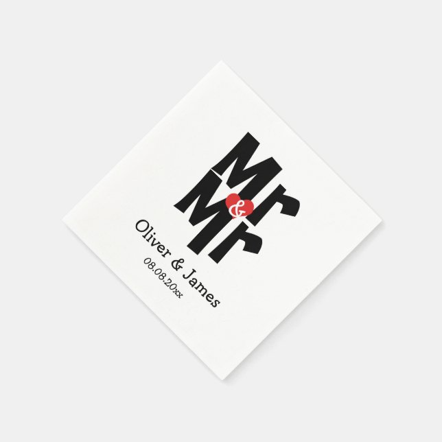 Mutige Mr. and Mr. Anzug Modern Gay Wedding Serviette (Ecke)