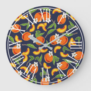Mutige Pfirsich-u. Pfirsich-Blüten-Marine Große Wanduhr