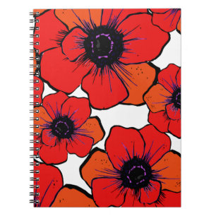 Mutige rote orange Mohnblumen Notizblock