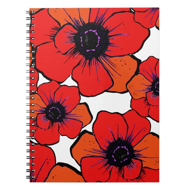 Mutige rote orange Mohnblumen Notizblock (Vorderseite)