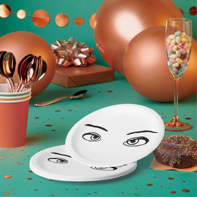 mutige Schwarz-Weiß-Illustration Pappteller (Von Creator hochgeladen)