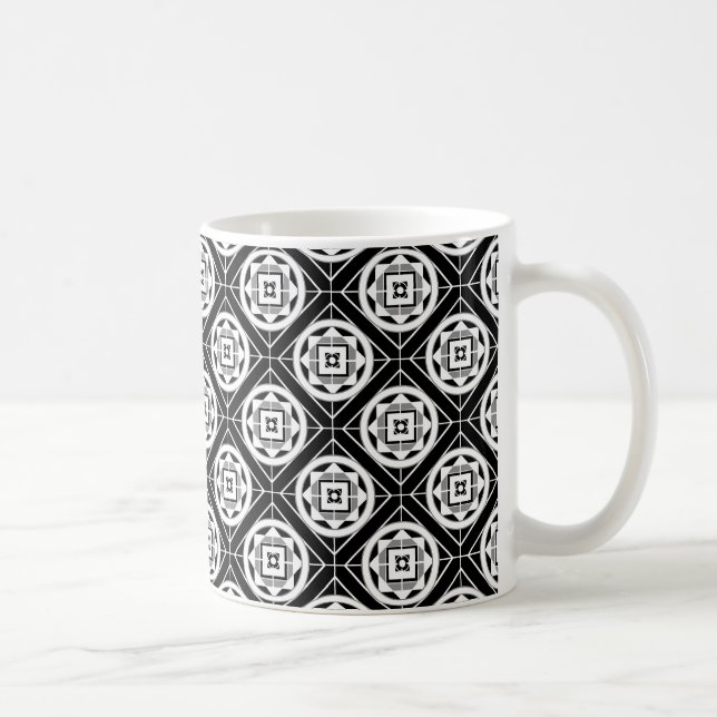 Mutige schwarze u. weiße Medalion Kaffeetasse (Rechts)