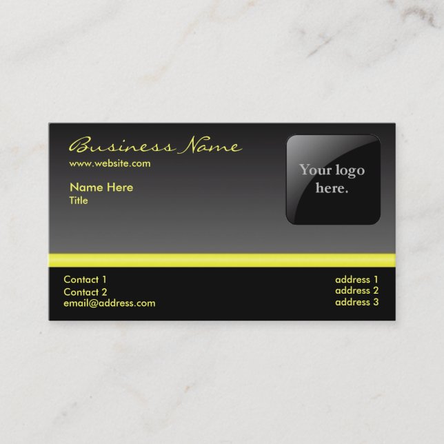 Mutige schwarze und gelbe Visitenkarte - mit Logo (Vorderseite)
