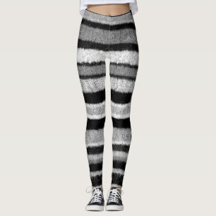 mutige Schwarzweiss-Streifen strickten Shabby Chic Leggings