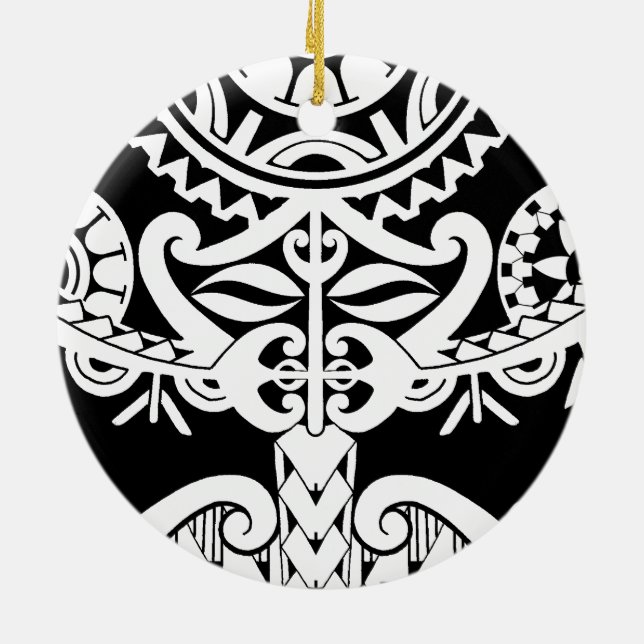 Mutige schwere schwarze Stammes- polynesische Keramik Ornament (Hinten)