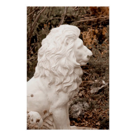 Mutige Statue aus weißem Stein Poster