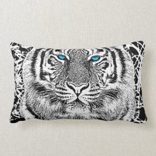 Mutiger blaue Augen-Schwarzweiss-Tiger Lendenkissen