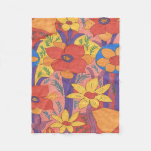 Mutiger Bohemischer orange Garten-Druck Fleecedecke
