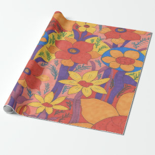 Mutiger Bohemischer orange Garten-Druck Geschenkpapier