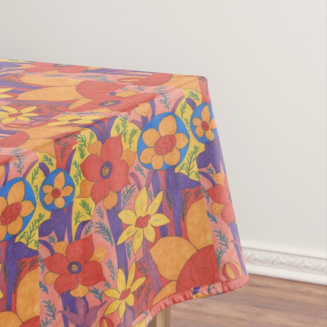Mutiger Bohemischer orange Garten-Druck Tischdecke (Beispiel)