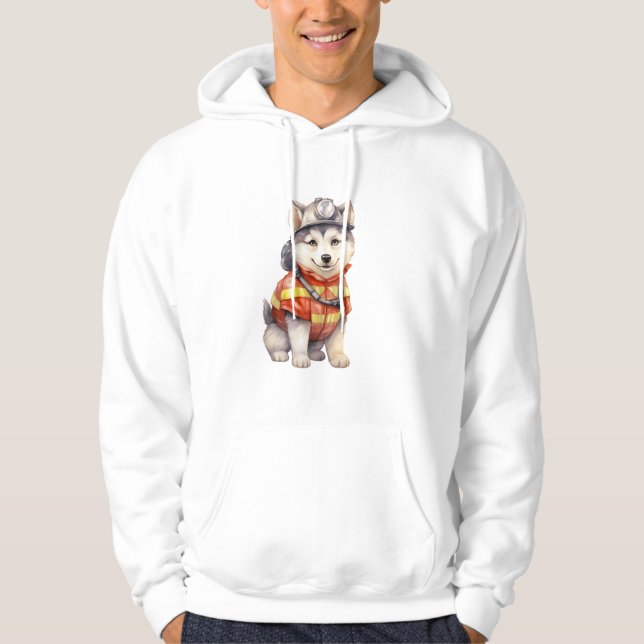 Mutiger Feuerwehrmann Sibirier Husky Hund Ehre Hoodie (Vorderseite)