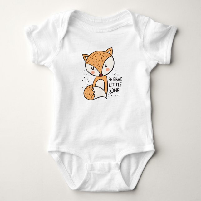 Mutiger kleiner Fuchs, niedlicher Fuchs zeichnend Baby Strampler (Vorderseite)