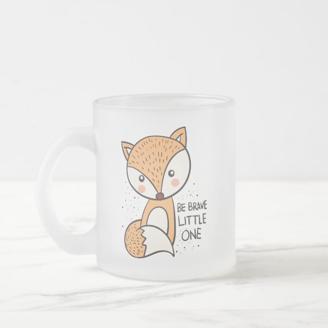 Mutiger kleiner Fuchs, niedlicher Fuchs zeichnend Mattglastasse (Links)
