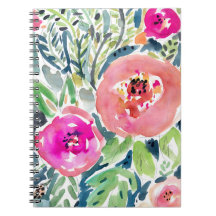 Mutiger Pfirsich-Painterly Aquarell mit Blumen
