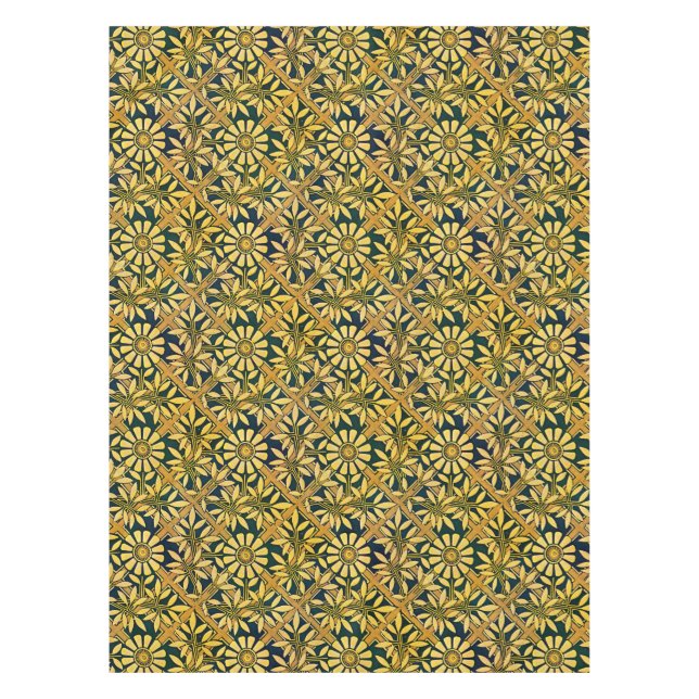 Mutiger Zinnia auf einem Gitter im Senfgelb Tischdecke (Vorderseite)