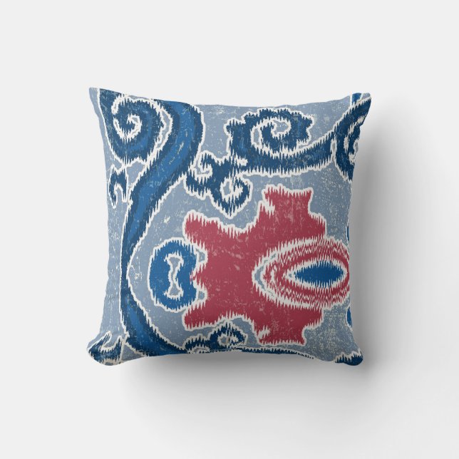 Mutiges modernes Stammes- IKAT Bohemisches Boho Kissen (Vorderseite)