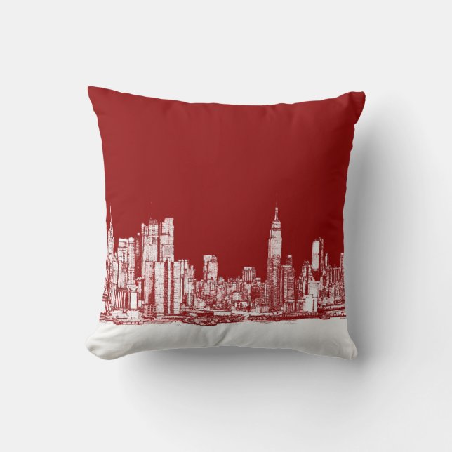 Mutiges Rot New York Kissen (Vorderseite)