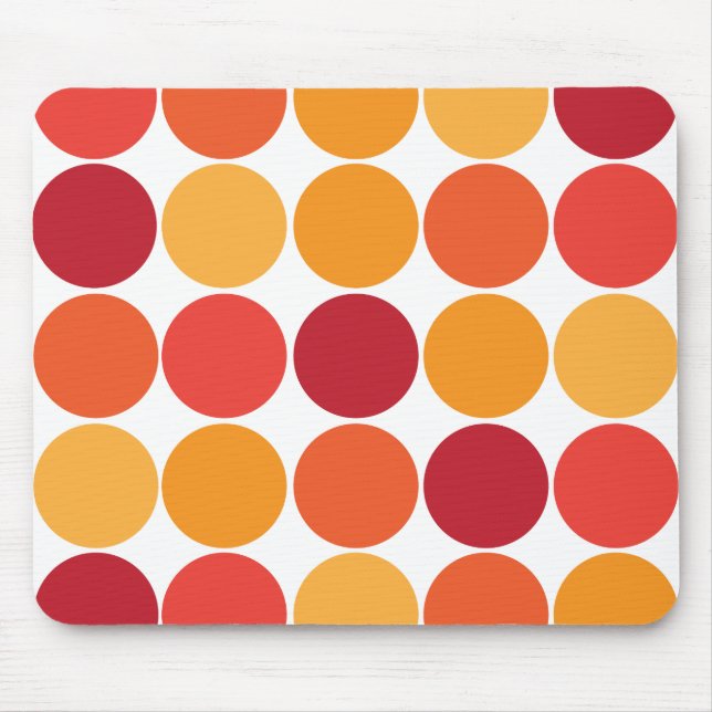 Mutiges rotes orange großes Tupfen-Kreis-Muster Mousepad (Vorne)