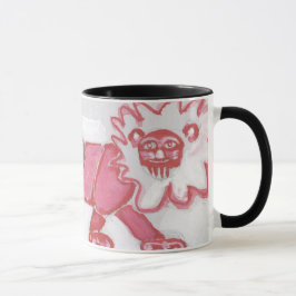mutiges rotes Schwarzes der niedlichen Tasse
