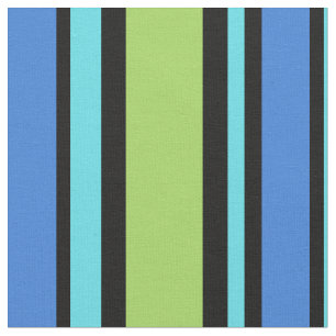 Mutiges Türkis-blaues Grün-Schwarzes Stripes Stoff