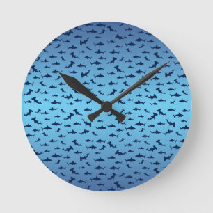 Mutilple Hammer Head Sharks Runde Wanduhr