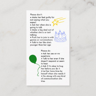 Mutisme sélectif Carte de visite d'anniversaire f