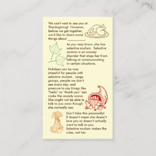 Mutisme sélectif Thanksgiving Girl Carte de visite