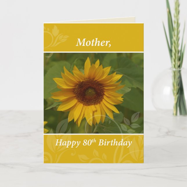 Mutter 80. Geburtstag Sonnenblume Karte (Vorderseite)