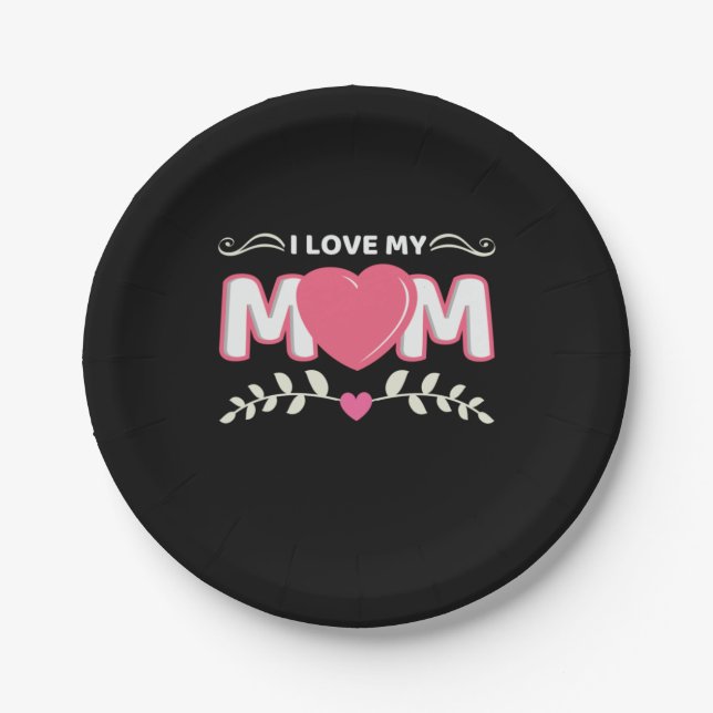Mutter Art I Liebe Meine Mama Pappteller (Vorderseite)