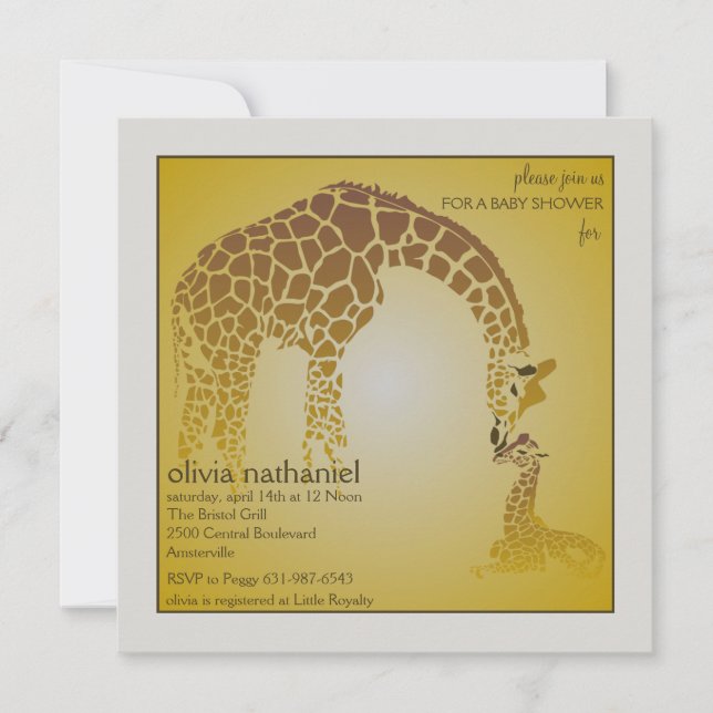 Mutter-Baby-Giraffe - Babyparty-Einladung Einladung (Vorderseite)