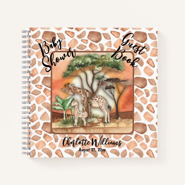 Mutter| Baby Giraffe Safari Baby Showroom Gästebuc Notizbuch (Vorderseite)