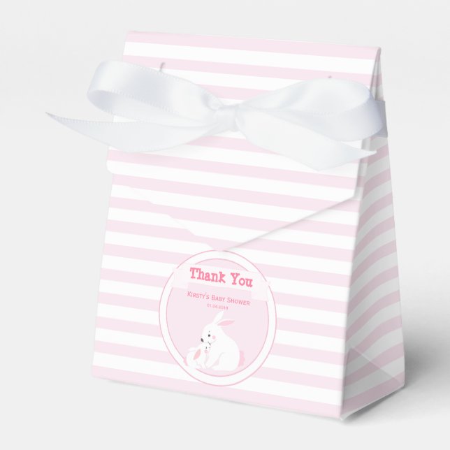 Mutter & Baby Girl Bunny | Babydusche Danke Geschenkschachtel (Vorderseite)