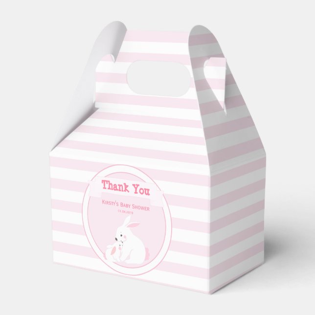 Mutter & Baby Girl Bunny | Babydusche Danke Geschenkschachtel (Vorderseite)