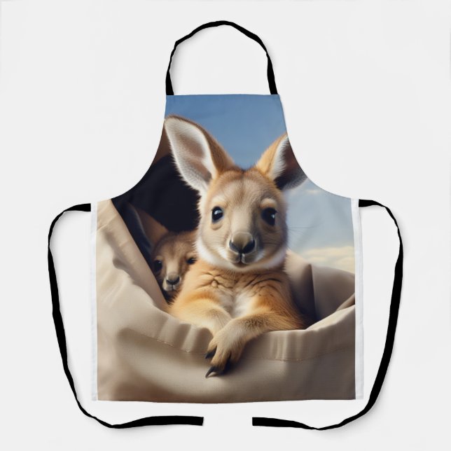 Mutter Baby Kangaroo Pouch Flüchtige Blick Art Schürze (Vorderseite)