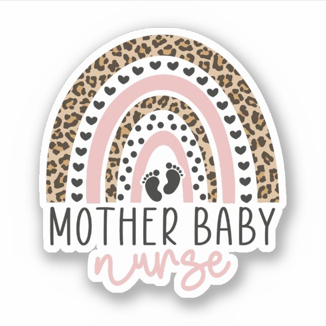 Mutter Baby Krankenschwester Regenbogen, Postpartu Aufkleber (Vorderseite)