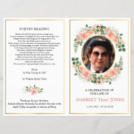 Mütter Beerdigung gefaltetes Programm, rosa Rose & Flyer