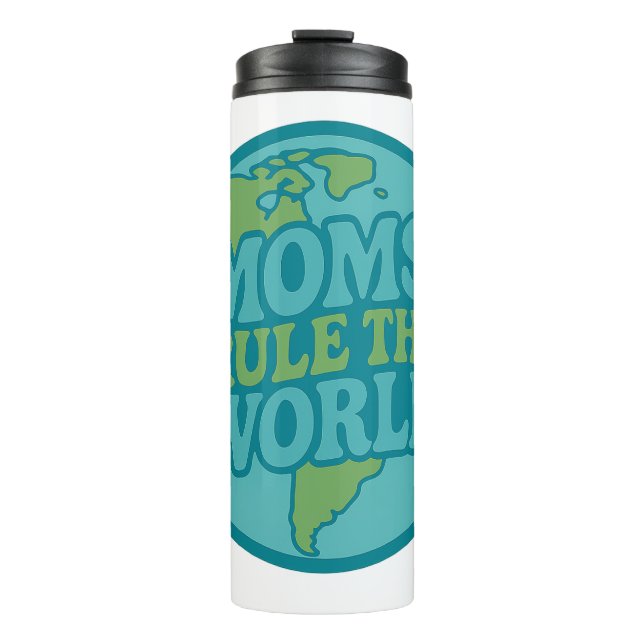 Mütter beherrschen die Welt Groovy Globe Thermosbecher (Vorderseite)