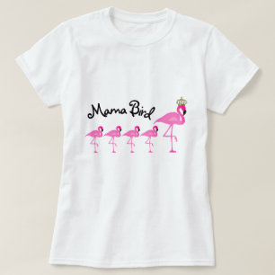 Mutter Bird Flamingo T-Shirt mit vier Babys