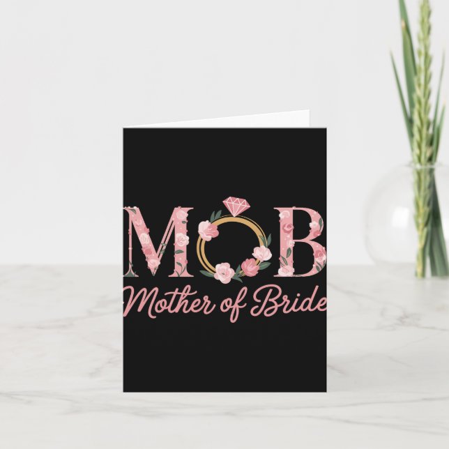 Mutter Bride Wedding Mob Blumenrosa Diamantring Karte (Vorderseite)