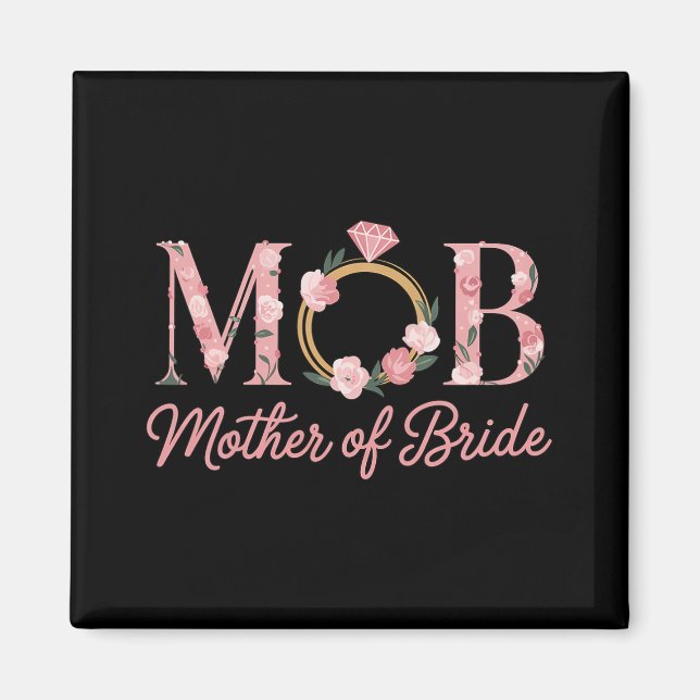 Mutter Bride Wedding Mob Blumenrosa Diamantring Magnet (Vorne)
