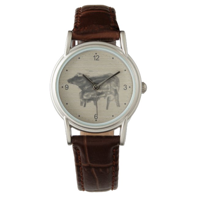 Mutter Buffalo und ihr Sack Chinesisch Ox Year W Armbanduhr (Vorderseite)