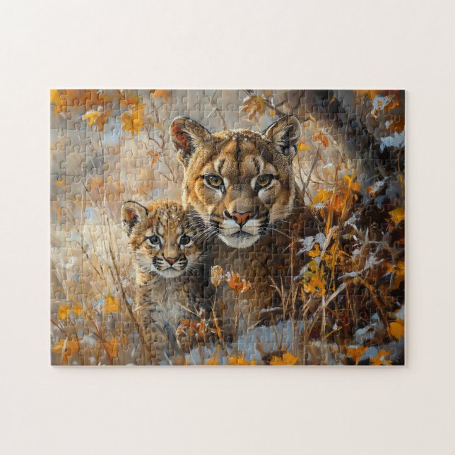 Mutter Cougar und ihre Kitten (Horizontal)