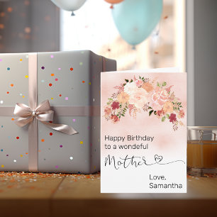 Mutter Custom Floral Pfirsichfarben Geburtstag Karte