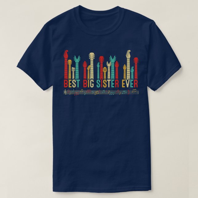 Mütter Day Best Big Sister je Gitarre Lover Guit T-Shirt (Design vorne)