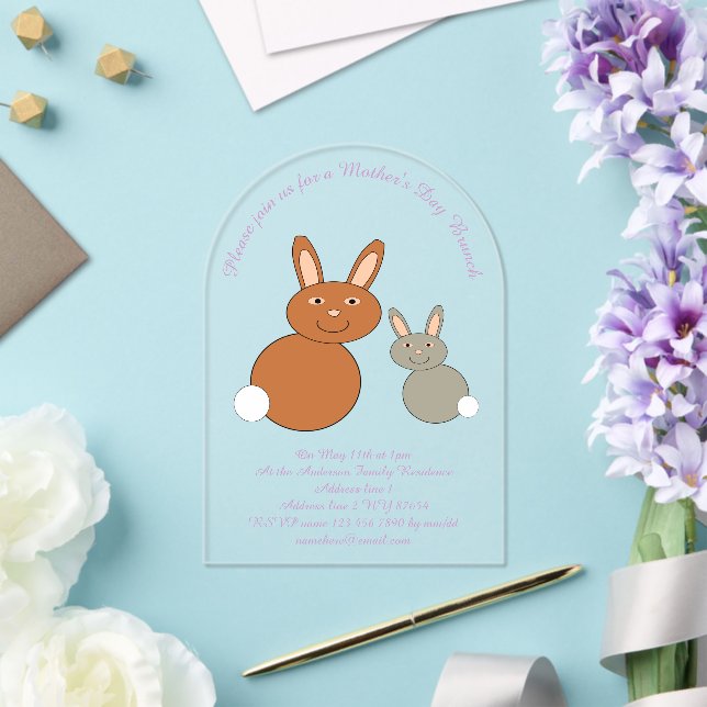 Mütter Day Bunnies Custom Brunch Acryleinladungen (Insitu (Hochzeit))