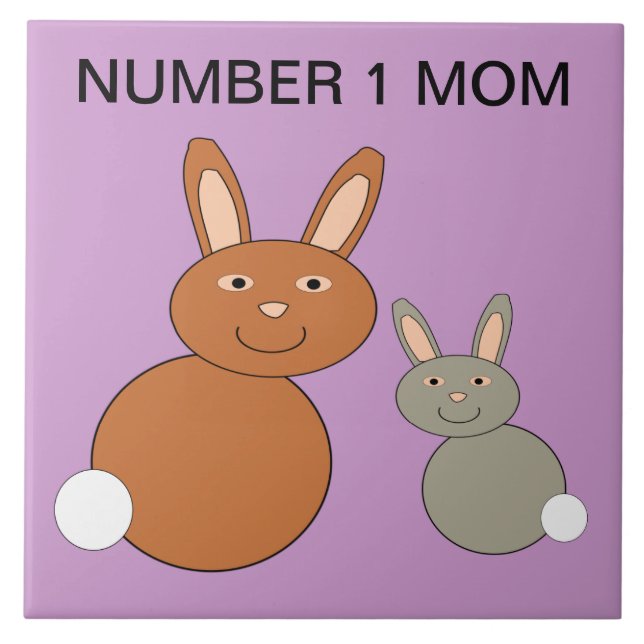 Mütter Day Bunnies Custom Number 1 Mama Tile Fliese (Vorderseite)